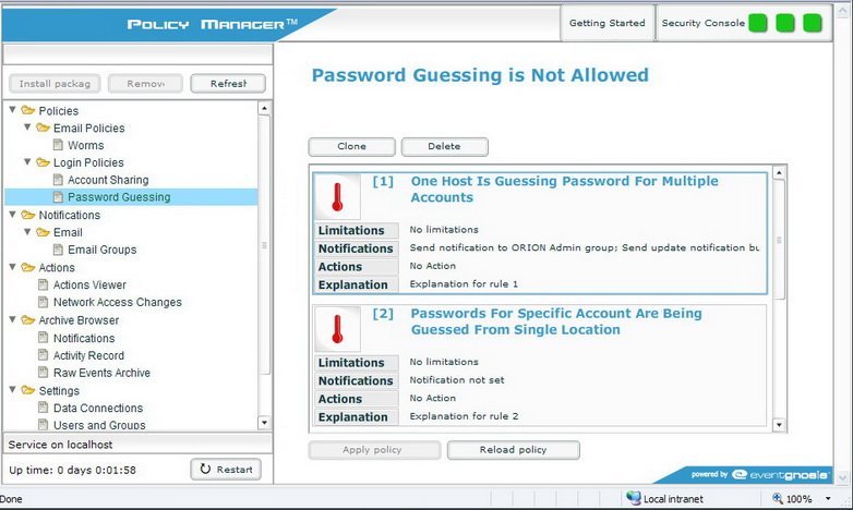 Screen shot - policy editor